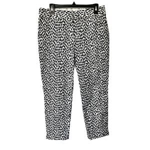 Talbots Wms 8 Slim Crop Black White Animal Print Ankle Pants Stretch Cotton